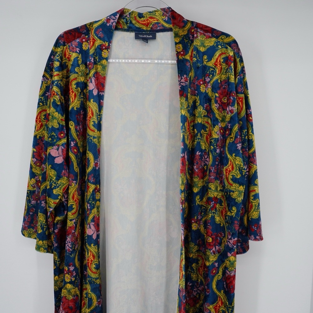 ModCloth Layer For Keeps‎ Velvet Kimono Duster Baroque Artsy Bohemian L/XL
